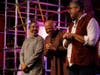 The Arun Ramamurthy Trio (L to R) - Arun Ramamurthy, Damon Banks, and Sameer Gupta - is all all-smiles following a live performance.