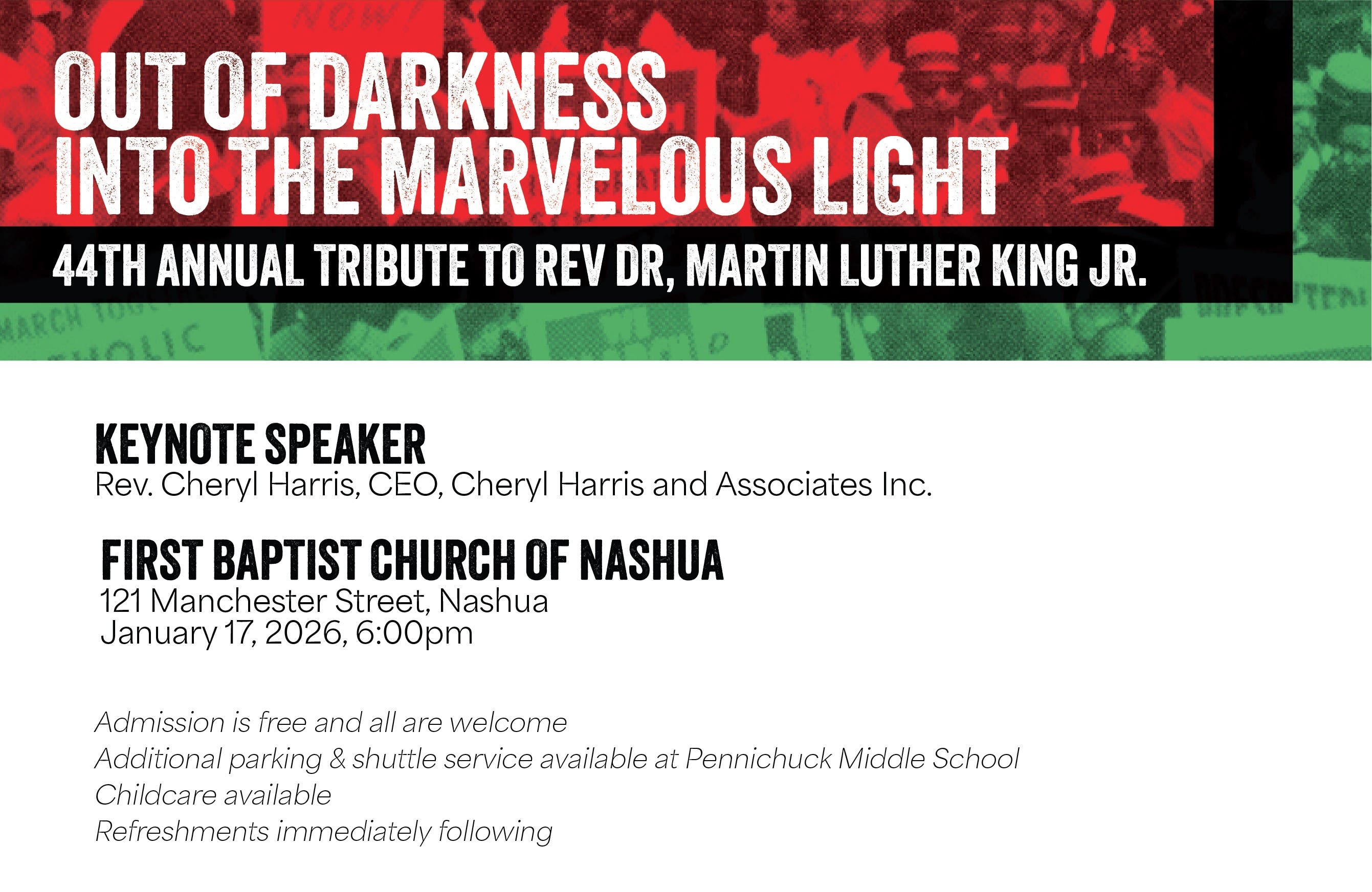 Interfaith MLK Event in Nashua: Out of Darkness, Into the Marvelous Light!