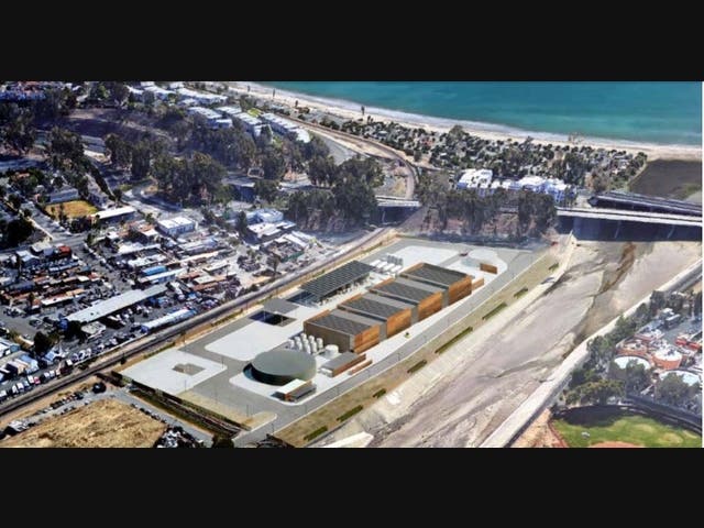 Across San Juan Creek (to the right) is the JB Latham secondary waste treatment plant. Around 10 million gallons/day of their partially treated sewage is ocean discharged. My NGO is pressuring SCWD to consider recycling those volumes for more production.