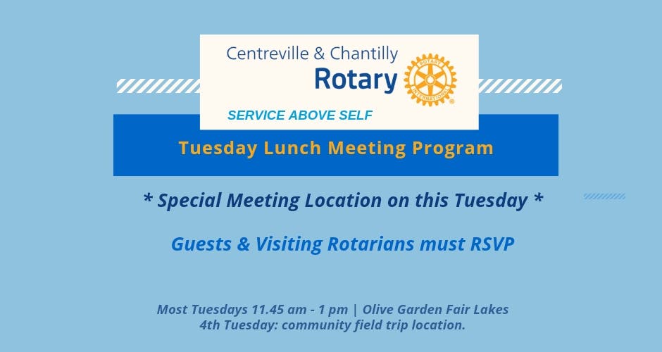 Rotary Lunch Mtng 5/19 at WFCM: Centreville & Chantilly Club 