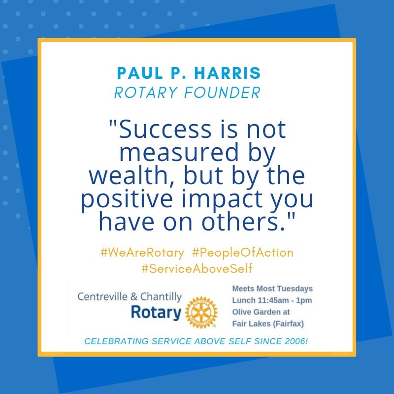 Rotary Lunch Mtng 9/15: Centreville & Chantilly Club