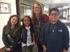 HFCA Flagpole Team: Caroline Mahdik, Principal Kate O'Brien and Lincoln Thiem
