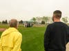 Former Cyclone baseball Head Coach Al Budding (left) and his former Moraine Valley player Bob Morack partake in the Cyclone baseball field ribbon cutting ceremony on May 4.