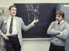 Bill Finn, left, in his early days of coaching Moraine Valley men's basketball.