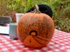 Civic leader Joe Borsellino also lent his artistic talent to the event by sketching a beautiful rail trail scene on a large pumpkin.
