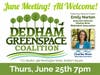 June 25, 7pm: Emily Norton, Executive Director of the Charles River Watershed Association, will share the powerful story of how far we’ve come to achieving the goal of a swimmable Charles River.  
