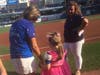 Grace and wish granter Kristin getting ready to throw the first pitch