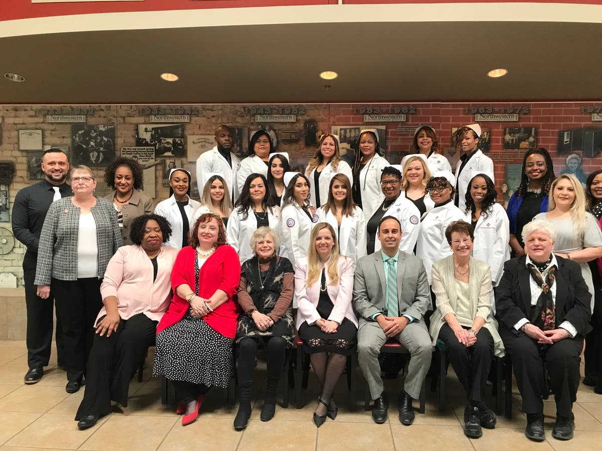 The March 2019 Nursing Graduates of the Violet L Schumacher School of Nursing with Nursing faculty & administrators.