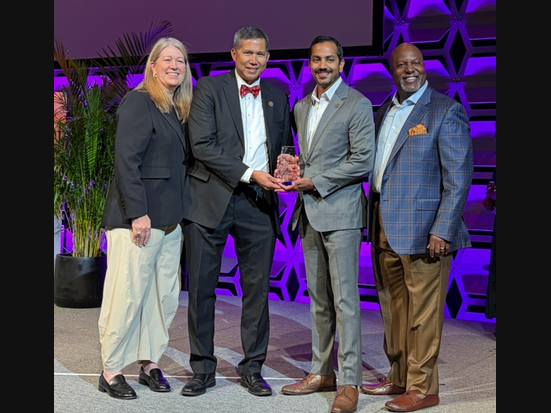 Shannon Klinger, ACC Global Board of Directors, (Left-1); Jay Repaso, 2025 St. Louis Chapter President, (Left- 2); Vikas Sunkari, 2026 St. Louis Chapter President (Right- 3); Jason L. Brown, President & CEO, Association of Corporate Counsel, (Right- 4).