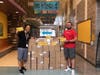 Tom Pagan, manager of the Staples Store in Warrington, delivered 432 school supply kits to Ernesto Ortiz, principal, McDonald Elementary School. 