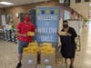 Tom Pagan, manager of the Staples store located in Warrington, Pa., delivered 396 school supply kits to Catherine Perkins, principal, Willow Dale Elementary School. 