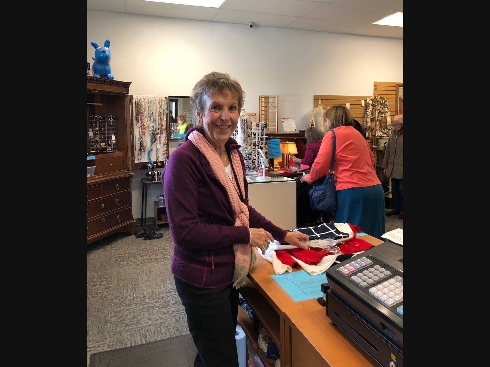It’s NOVA Thrift Shop’s 20th birthday! Donate 20 items from December 1, 2021 through September 30, 2022, to be eligible for a drawing for gift cards from local businesses. Pictured is Joyce Justice, a NOVA Thrift Shop volunteer since July, 2019.  