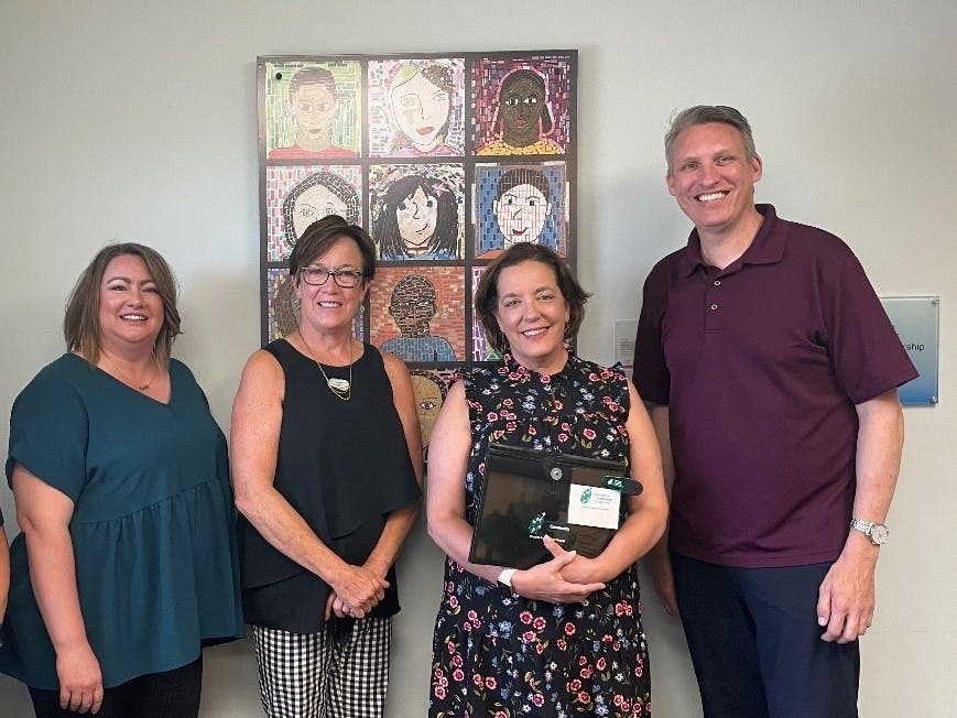 NOVA was awarded a $10,000 BIIG (Bucks Innovation and Improvement Grant) grant from Foundations Community Partnership. Dr. Tobi Bruhn, Executive Director, Foundations Community Partnership, presented a check to NOVA staff. 