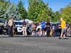 A group of K9s await their cues before they demonstrate their skills at the Kruisin’ with K9s Car Show.
