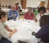 Audience members (L to R) Melody Katz, Barry Truchil, Dennise Veasley, Reverend Angela Brown-Vann, Associate Minister, St Mark A.M.E. Zion Church, take time to write to their state legislators to express their support for laws that reduce gun violence.