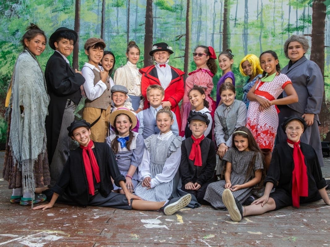 Full company of "Mary Poppins Jr." at Danbury's Musicals at Richter August 15-17