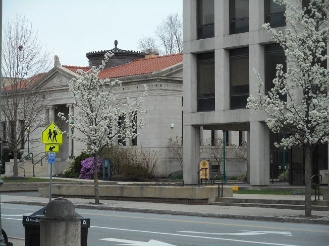 The Whittemore Library next to the Naugatuck Town Hall