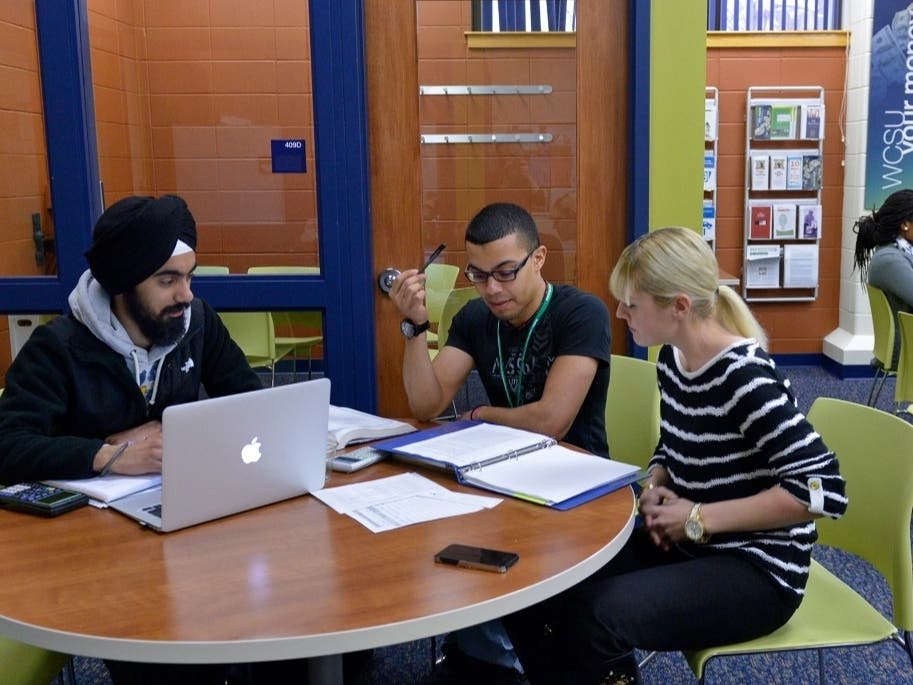 Tutors at work in the Ancell Commons at Western Connecticut State University.