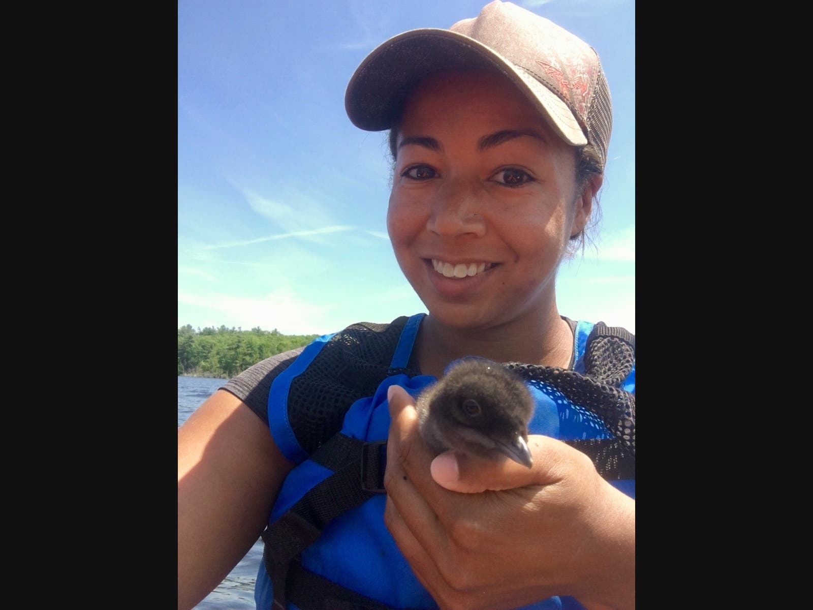Ericka Griggs, a graduate student at Western Connecticut State University, with baby loon