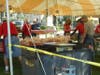Workers in one of the food tents