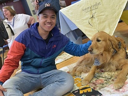 Previous WCSU Health, Fitness and Wellness Fairs have featured comfort dogs as one of many stress-reducing options.