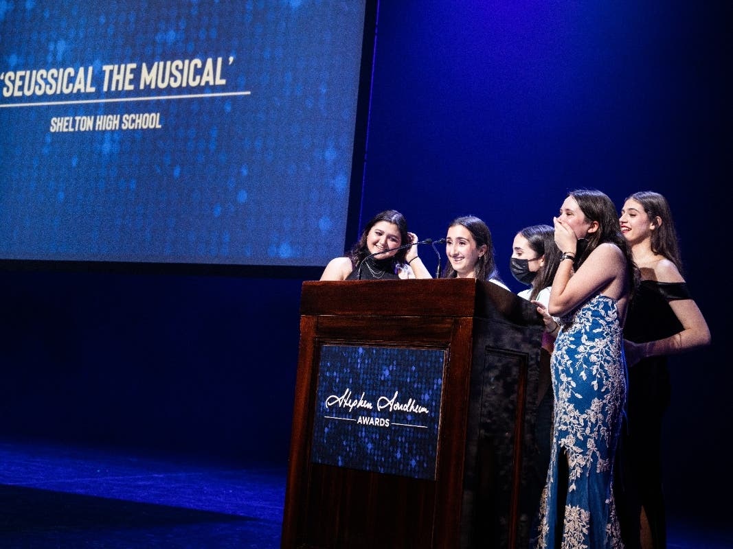 Shelton High School representatives accepting Best Musical Award