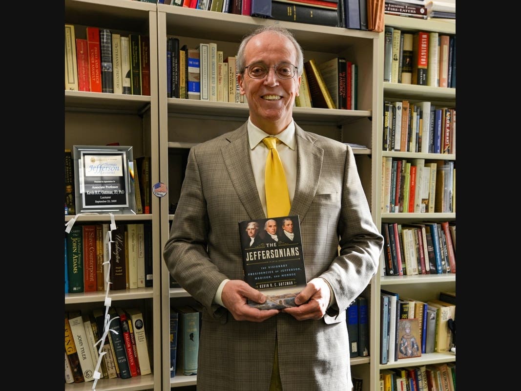 Western Connecticut State University Professor of History Dr. Kevin R.C. Gutzman with his latest book, “The Jeffersonians: The Visionary Presidencies of Jefferson, Madison, and Monroe.
