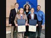 L to R: NVCC student PTK members Siavon Silva of Bristol and Chandra Owen of Brookfield take a moment to celebrate their selection for the 2023 All-CT Academic Team with Greg Harding, NVCC CEO Lisa Dresdner, Ph.D., and Alan Teitleman.