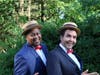   (l. to r.) Mensah Robinson (Danbury) portrays slick conman Harold Hill and Steven Taliaferro (Naugatuck) is Hill’s old friend and sidekick Marcellus Washburn in Meredith Willson’s “The Music Man”