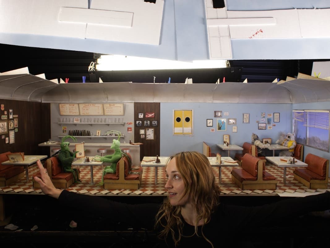 Sundance Film Festival winner and Western Connecticut State University alumna Phoebe Jane Hart on the set of her award-winning short film, "Bug Diner."