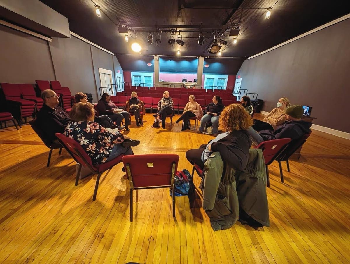 The "Calendar Girls" cast in rehearsal 