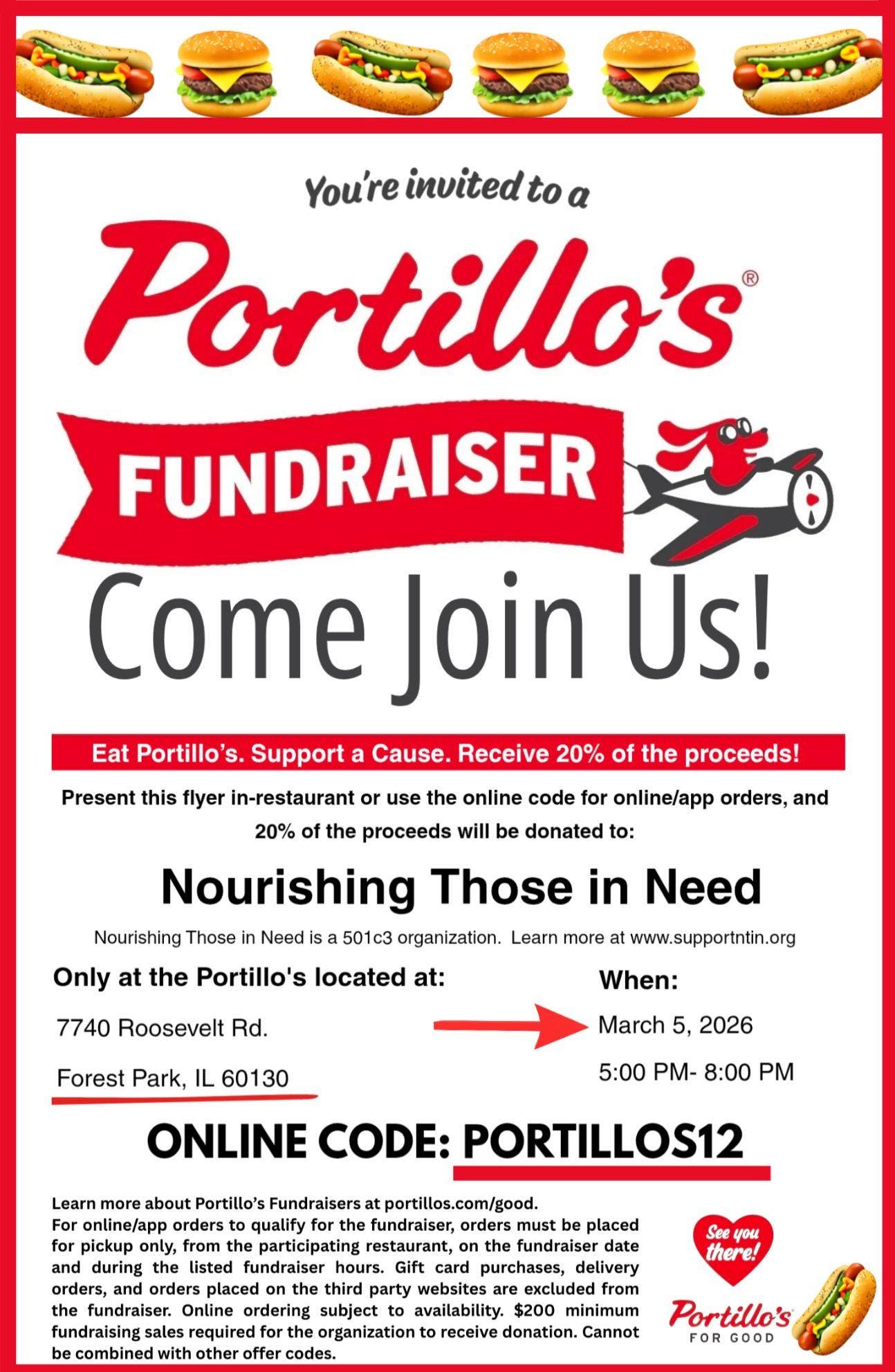 Portillo's Dine Out Fundraiser for Nourishing Those in Need