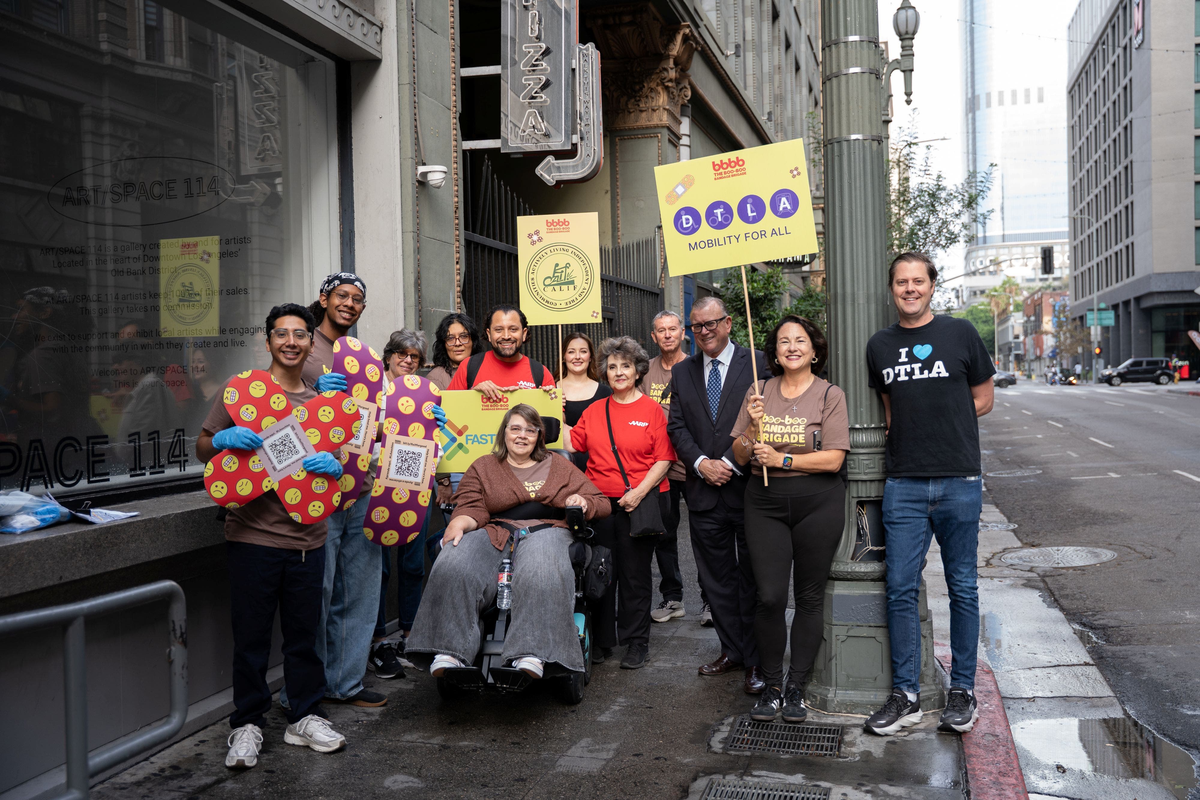 Boo-Boo Bandage Brigade/Willits SLIDE brings Disability Advocates to City Hall for Civic Performance