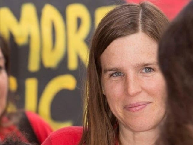 Loraine Lundquist during a Save Porter Ranch protest