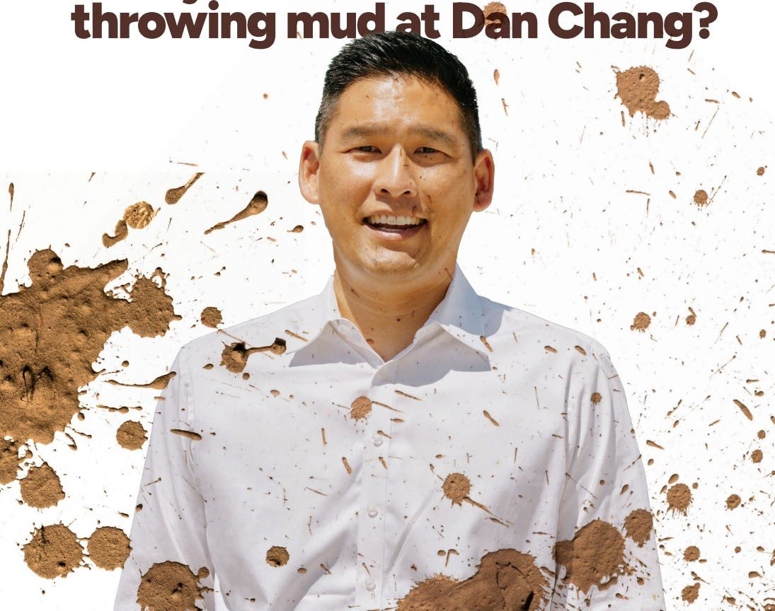 Dan Chang caught in the act of throwing mud