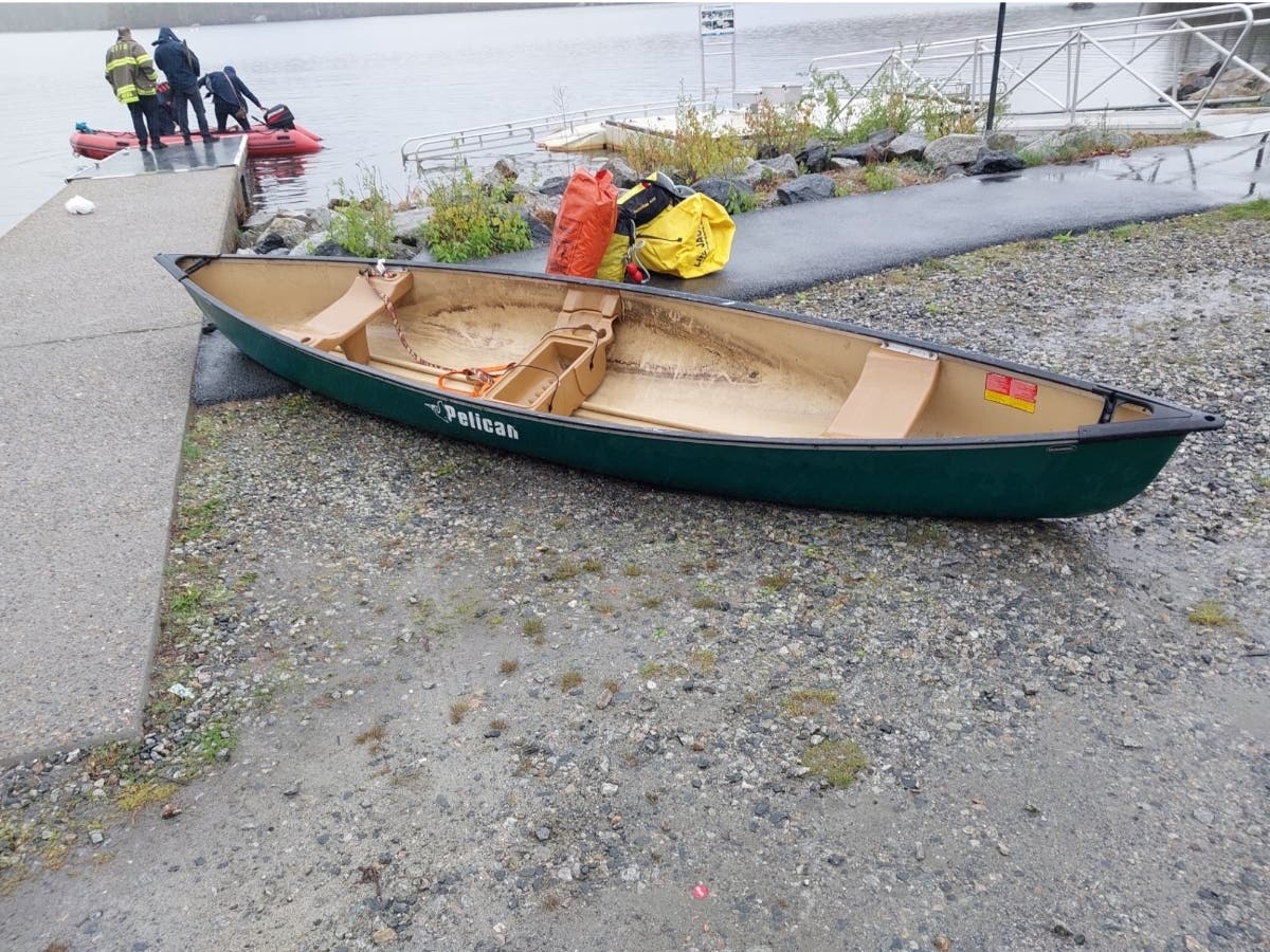 A capsized canoe sparked a daylong search of Olney Pond.