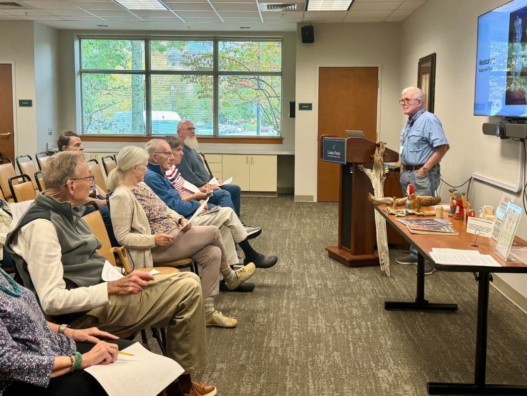 Linden Ponds residents attend a Wood Working Lifelong Learning class taught by a resident.