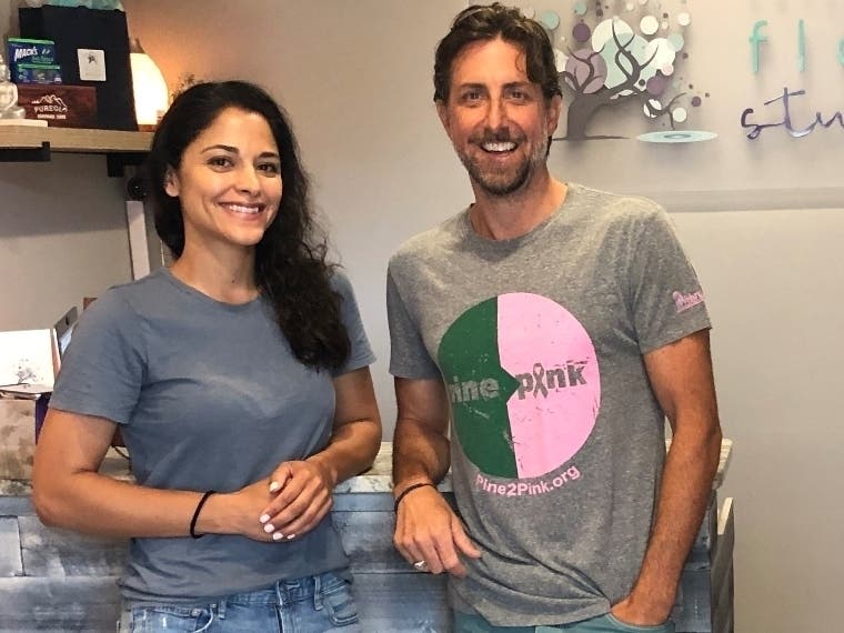 Pine2Pink founder Keith Fenimore, with sponsor The Doylestown Float Studio