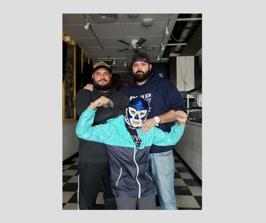 Lucharitos owner Marc LaMaina, general manager Kevin Sage and Sage's son Gavin at the spot where the new Lucharitos Burrito Bar is set to open in four months.