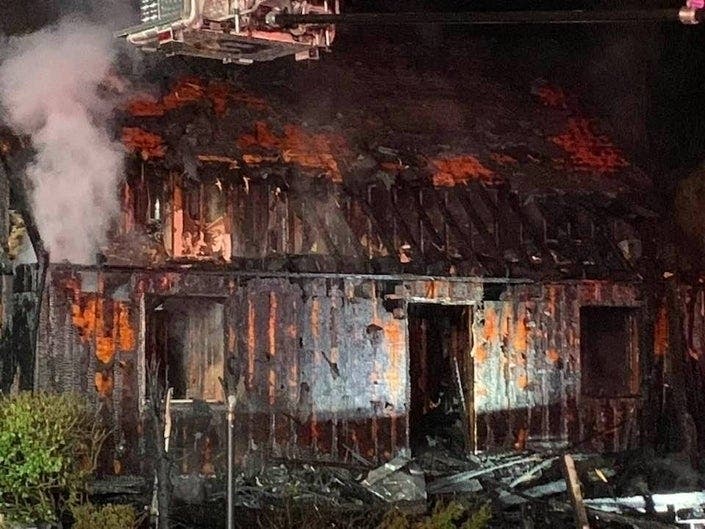 The smoking ruins were all that was left of a couple's Mattituck home after a fire ripped through the residence.
