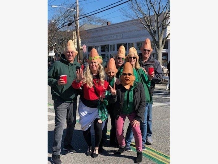 The coneheads are a crowd pleaser every. year at the Westhampton Beach St. Patrick's Day Parade.