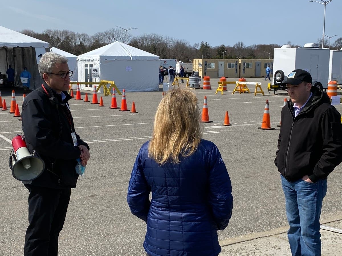 Rep. Lee Zeldin was onhand for the opening of Suffolk County's first mobile coronavirus testing site Wednesday.