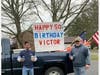Friends turned out in force for a drive-by birthday for Victor Rutkowski of Mattituck.
