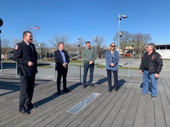 Elected officials gathered in Greenport in early March to address the public's concerns over coronavirus. 