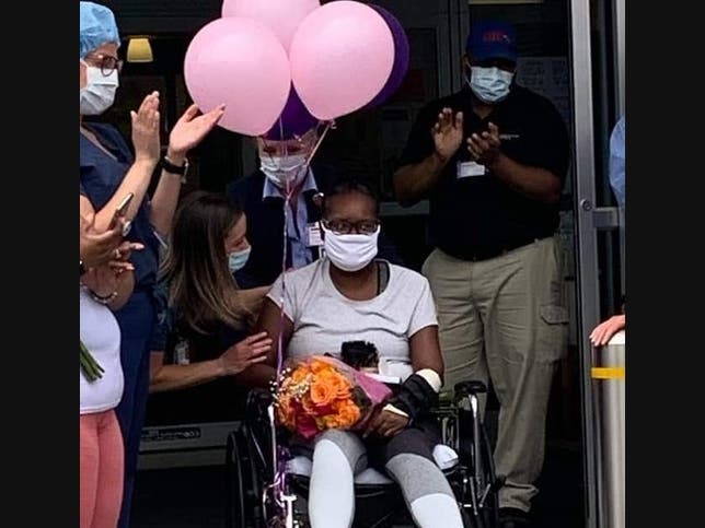 After two long months battling coronavirus, a nurse who spends her life helping others was released with a "clap-out" from the hospital last week.