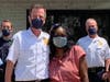 Riverhead Police Chief David Hegermiller and Doreen Williams, who thanked him and fellow officers for their show of concern after her coronavirus battle.