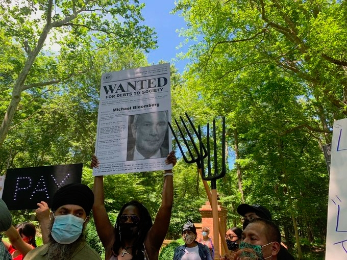 Protesters carried "pitch forks" from the Halloween store at the last rally.