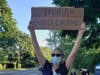 A protest against Donald Trump in the Hamptons.