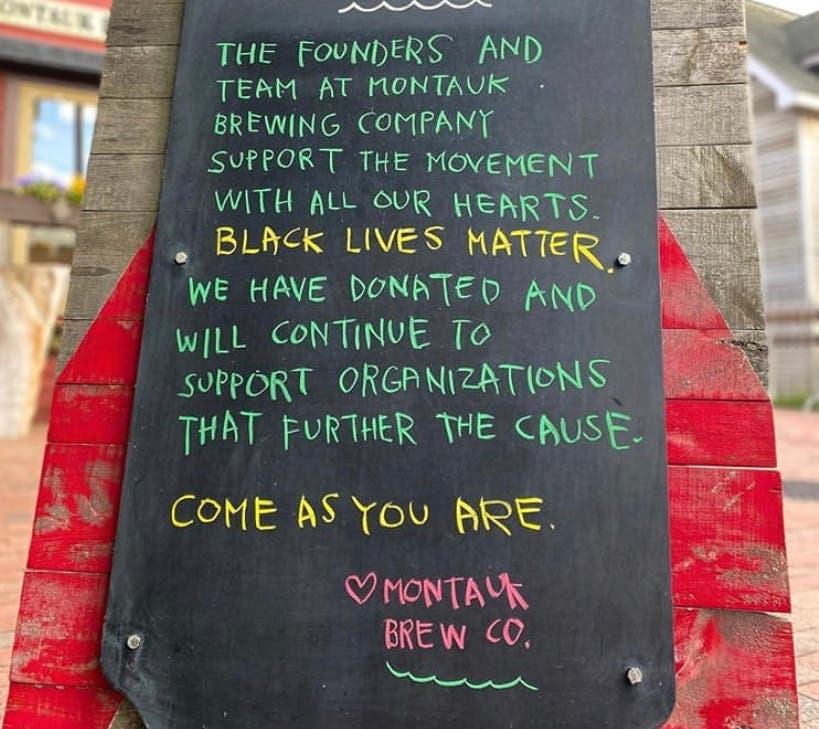 The founder of the Montauk Brewing Co. speaks out on public backlash after a sign he wrote in support of Black Lives Matter.