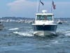 A long line of boaters turned out in support of Donald Trump and the police.